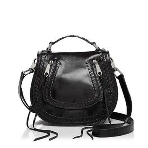 Authentic Rebecca Minkoff Crossbody Saddle Bag Black Leather Vanity Satchel